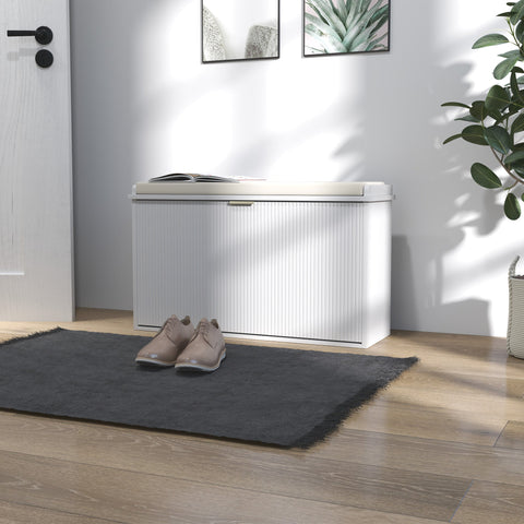 HOMCOM Elegant Eight Shoe Bench, with Top Seat - White