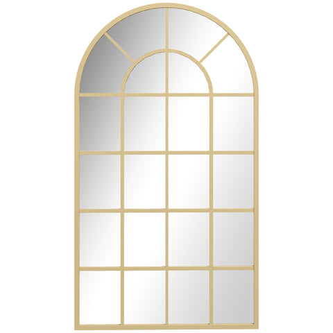 HOMCOM 110 x 65 cm Arched Decorative Wall Mirror for Bedroom Living Room, Modern Window Bathroom Mirror for Home Decor