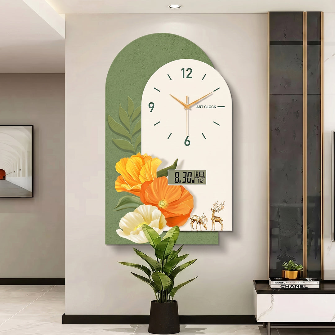 Garden Style Flower Luminous Clock