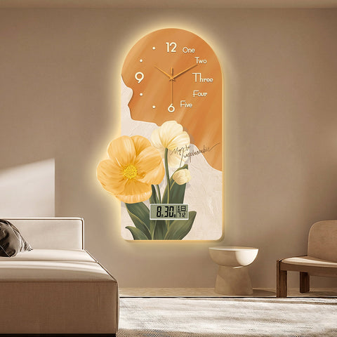Garden Style Flower Luminous Clock