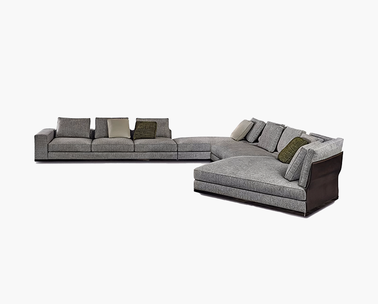 Gerry Five Seater, Six Seater Corner Sofa, Linen & Nappa Real Leather