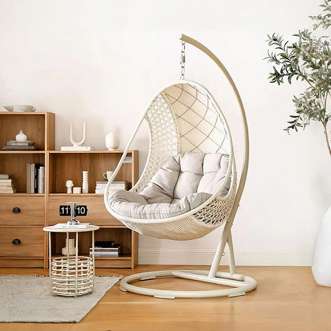 Gregory Rattan Garden Hanging Egg Chair with Stand, Indoor/ Outdoor Use