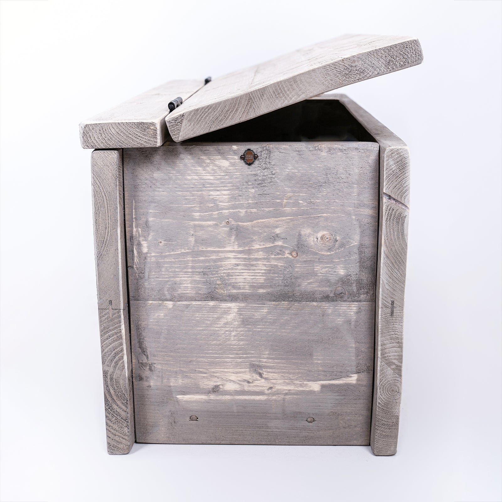 Grey Cushion Storage Bench - Wooden Clutter Box