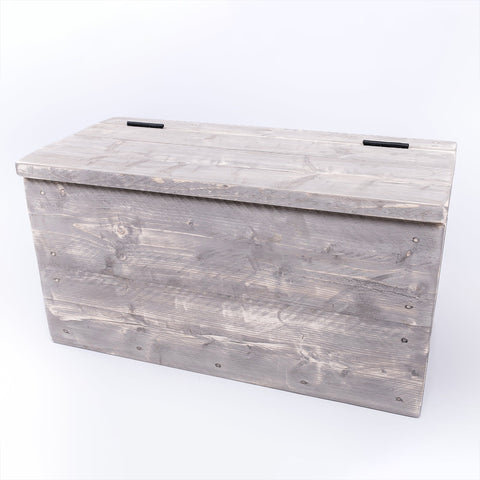 Grey Cushion Storage Bench - Wooden Clutter Box