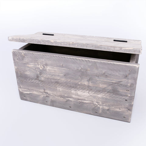 Grey Cushion Storage Bench - Wooden Clutter Box
