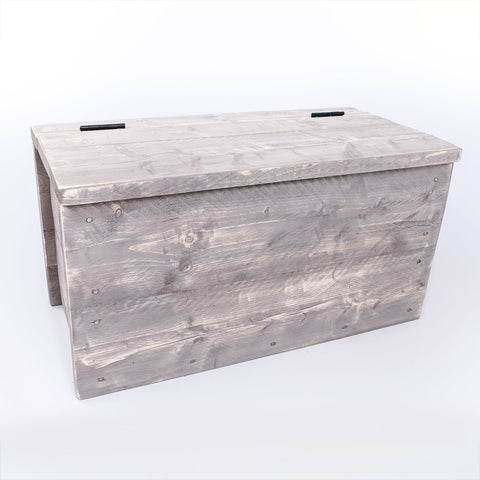 Grey Cushion Storage Bench - Wooden Clutter Box