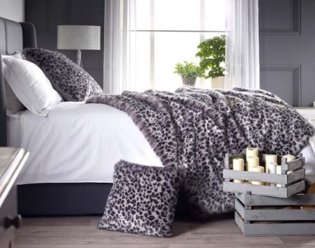 Grey Leopard Faux Fur Cushion