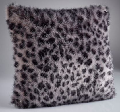 Grey Leopard Faux Fur Cushion