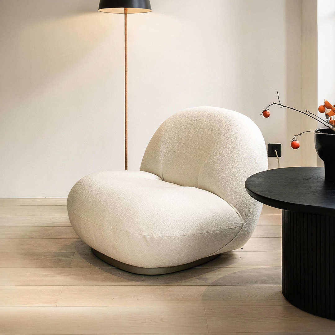 Gubi Pacha Chair, Accent Chair, Boucle With Gold Base