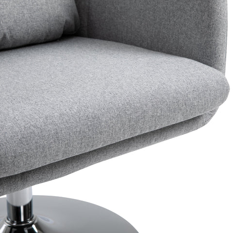 HOMCOM Swivel Linen Fabric Accent Chair for Living Room Contemporary Vanity Armchair with Adjustable Height Thick Cushion Lumbar Support Armrest for Bedroom Office Light Grey
