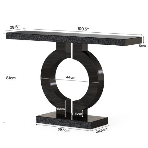 Black Marble-Effect Modern Console Table - Sculptural Entryway & Sofa Table