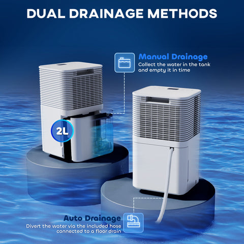 HOMCOM 10L/Day 2000ML Portable Quiet Dehumidifier for Home Laundry Room Bedroom Basement, Electric Moisture Air De-Humidifier with 3 Modes