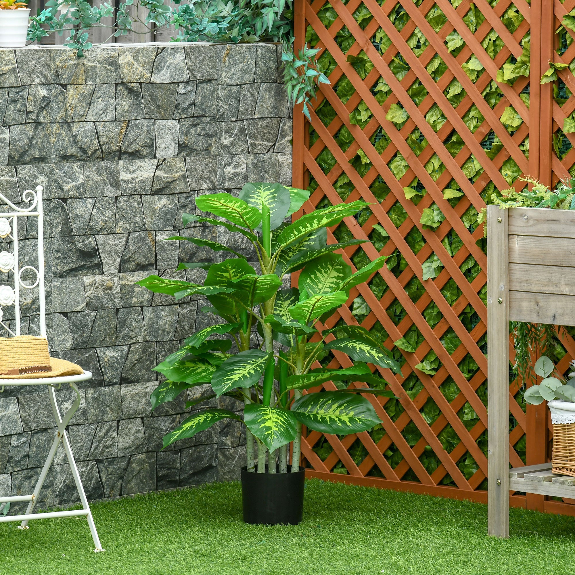 HOMCOM Artificial Evergreen Tree Fake Decorative Plant in Nursery Pot for Indoor Outdoor Decor, 95cm