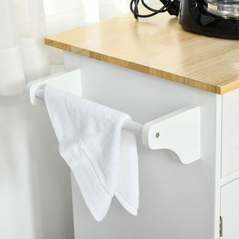 HOMCOM Kitchen Island Utility Cart, with 2 Storage Drawers & Cabinets for Dining Room, White