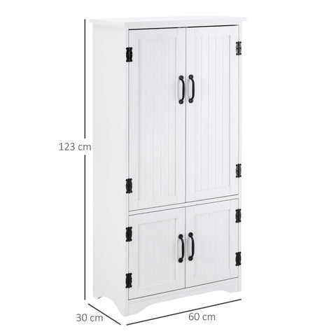 HOMCOM Accent Floor Storage Cabinet Kitchen Cupboard with Adjustable Shelves and 2 Lower Doors, White