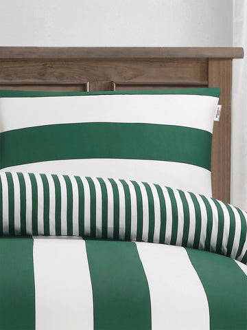 Pure Cotton Block Stripe Duvet Set in Green Jacket