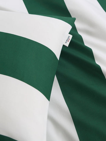 Pure Cotton Block Stripe Duvet Set in Green Jacket