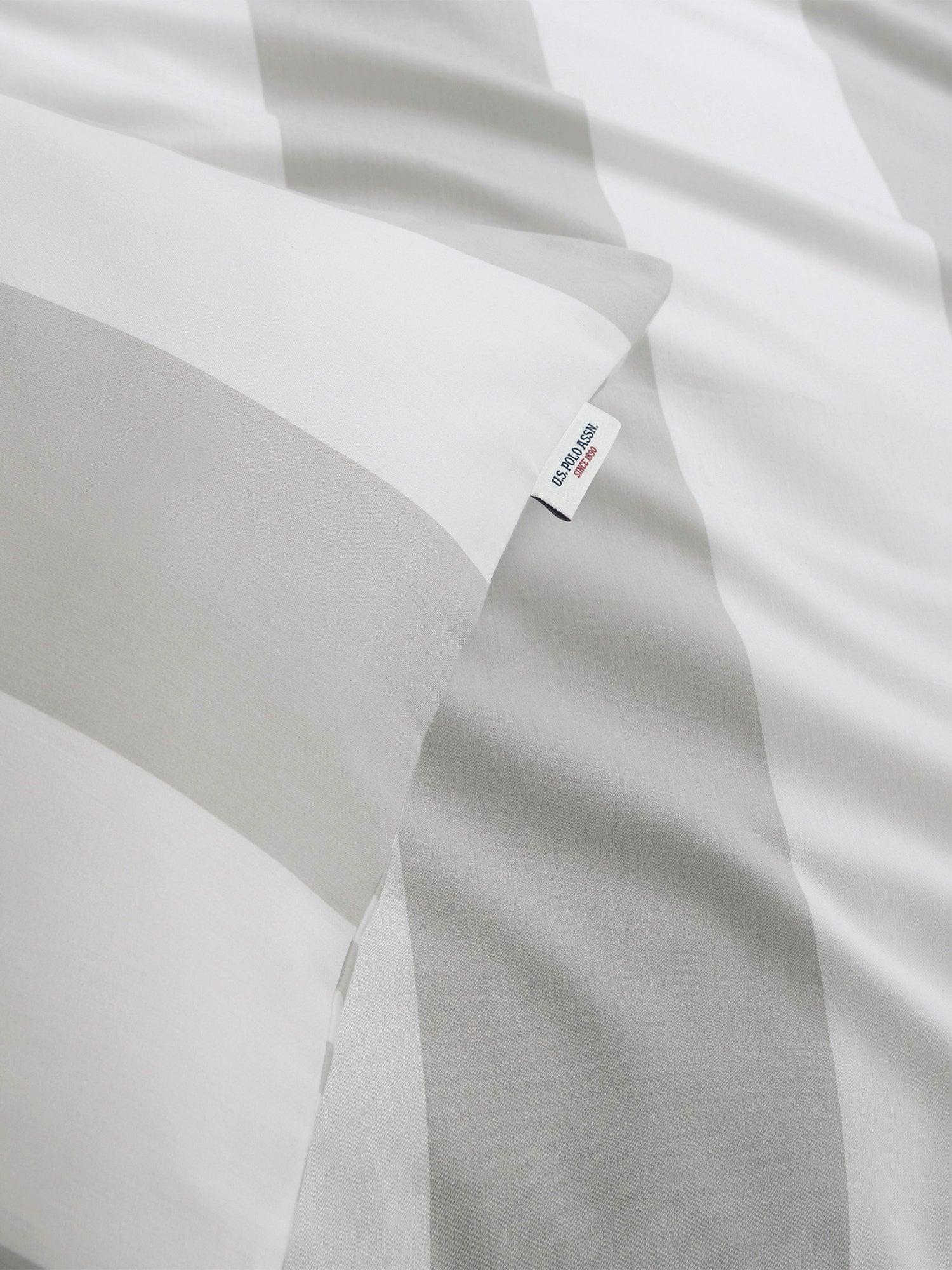 Pure Cotton Block Stripe Duvet Set in Vapor Blue