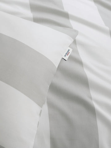 Pure Cotton Block Stripe Duvet Set in Vapor Blue