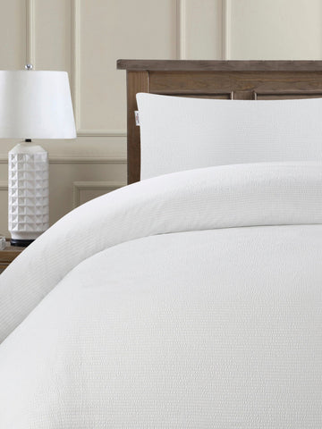Pure Cotton Classic Seersucker Duvet Set in Bright White