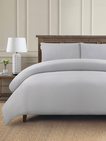 Pure Cotton Classic Seersucker Duvet Set in Vapor Blue