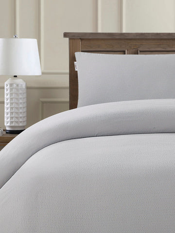 Pure Cotton Classic Seersucker Duvet Set in Vapor Blue