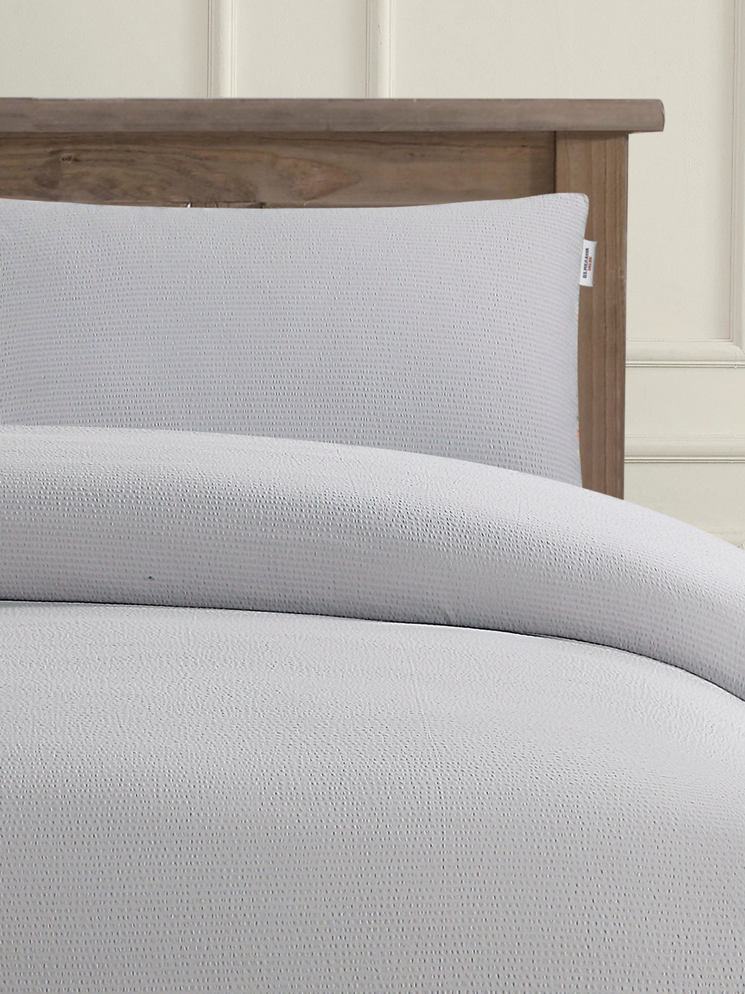 Pure Cotton Classic Seersucker Duvet Set in Vapor Blue