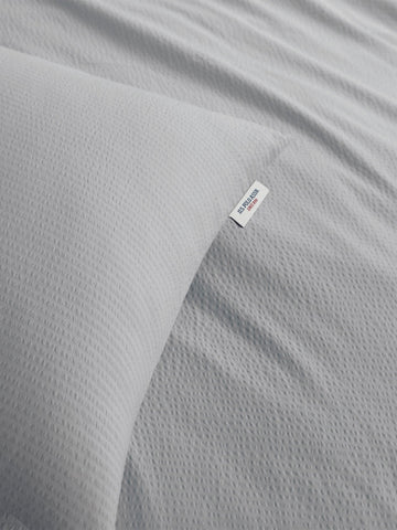 Pure Cotton Classic Seersucker Duvet Set in Vapor Blue