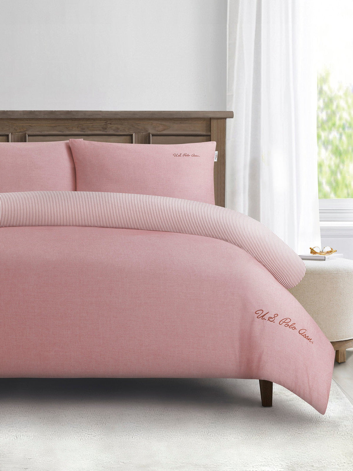 Pure Cotton Chambray Duvet Set Haute Red