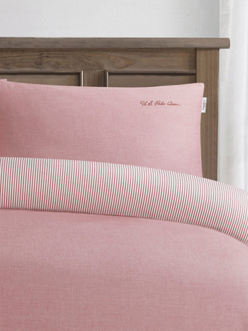 Pure Cotton Chambray Duvet Set Haute Red