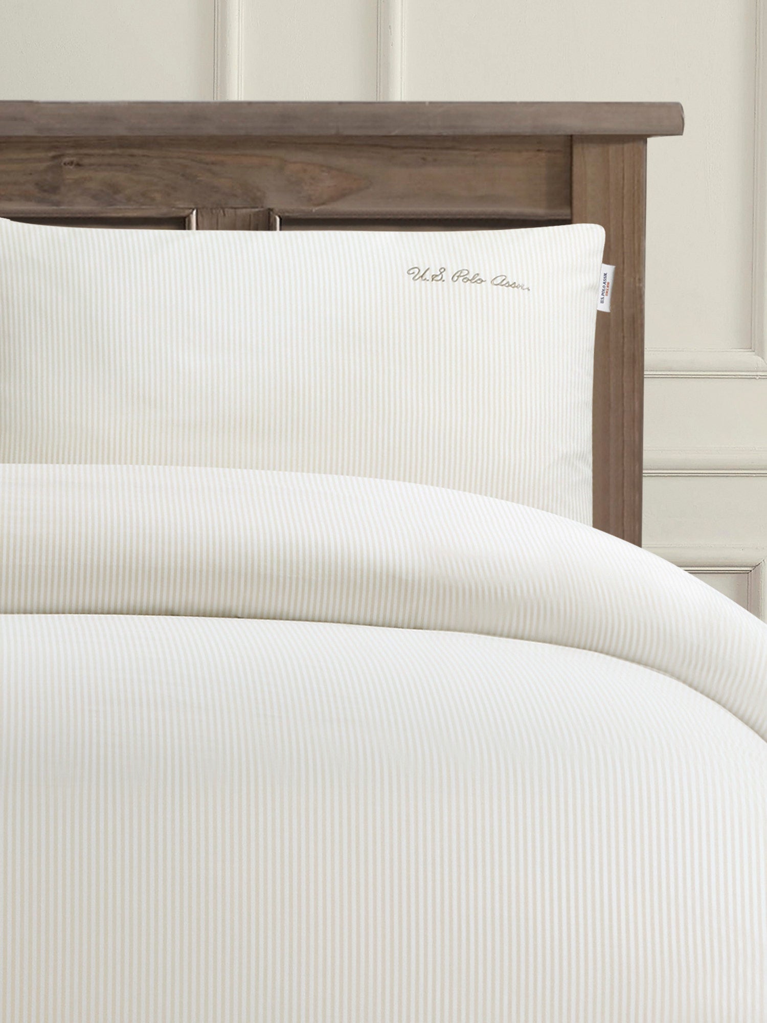 Pure Cotton Stripe Duvet Set in Oatmeal