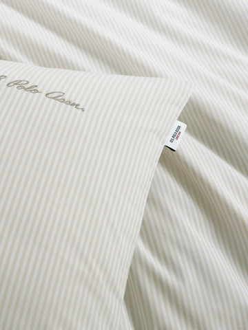Pure Cotton Stripe Duvet Set in Oatmeal