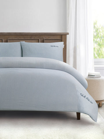 Pure Cotton Stripe Duvet Set in True Navy