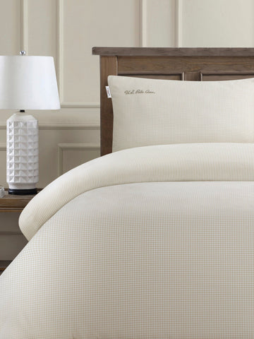 Pure Cotton Check Duvet Set Oatmeal