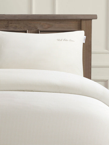 Pure Cotton Check Duvet Set Oatmeal