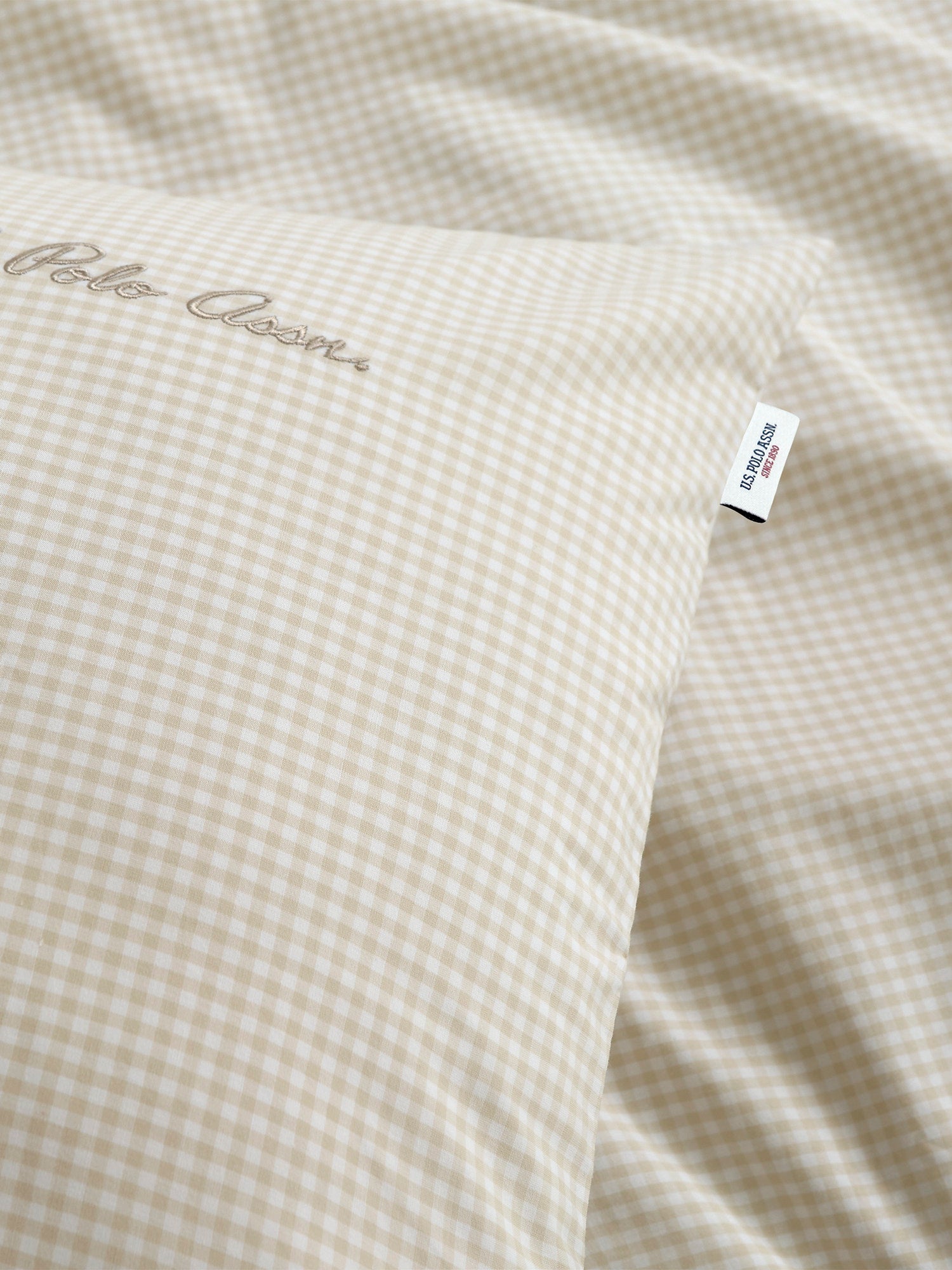 Pure Cotton Check Duvet Set Oatmeal