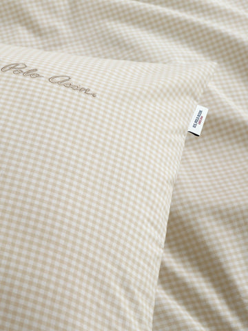 Pure Cotton Check Duvet Set Oatmeal