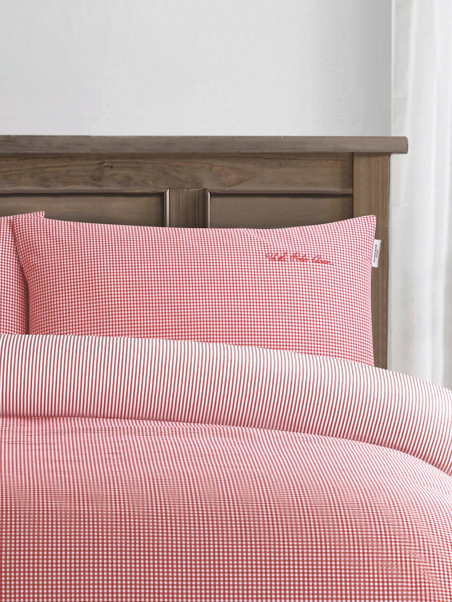 Pure Cotton Check Duvet Set Haute Red