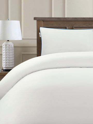 Pure Cotton Piped Duvet Set Bright White
