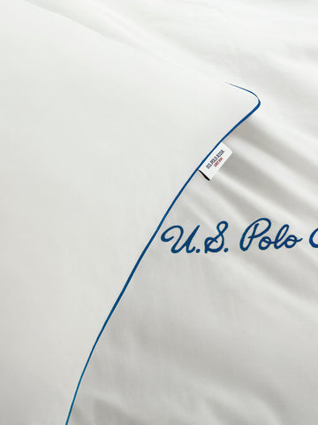 Pure Cotton Piped Duvet Set Bright White
