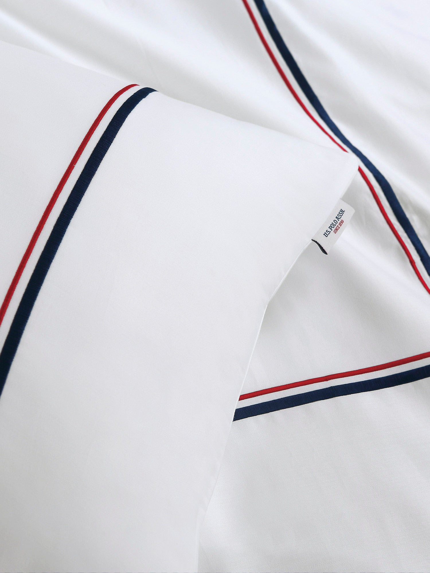 Luxury Cotton Brand Stripe Duvet Set Bright White