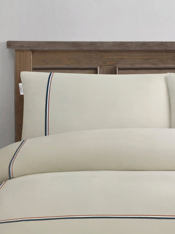 Luxury Cotton Brand Stripe Duvet Set Oatmeal