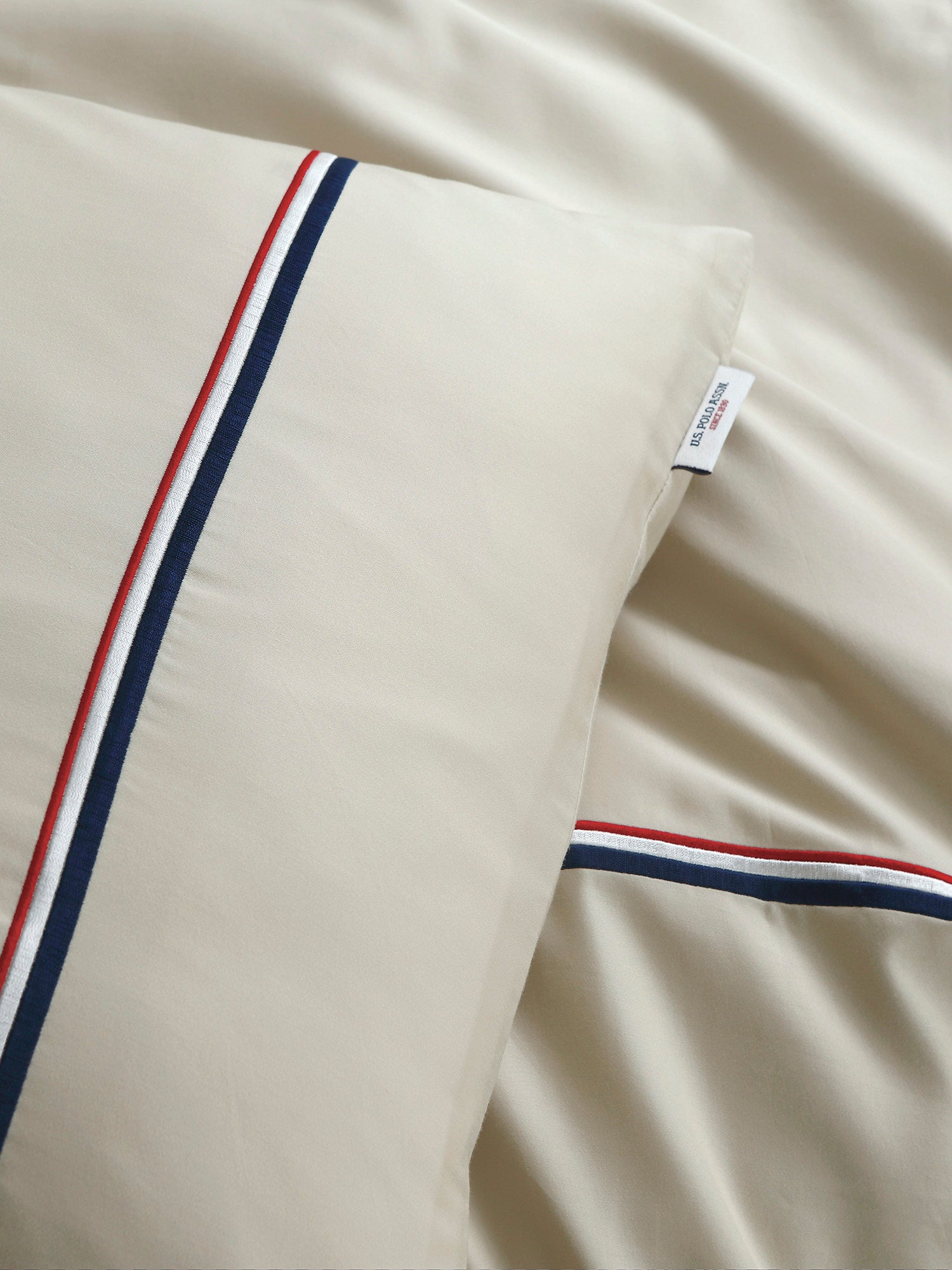 Luxury Cotton Brand Stripe Duvet Set Oatmeal