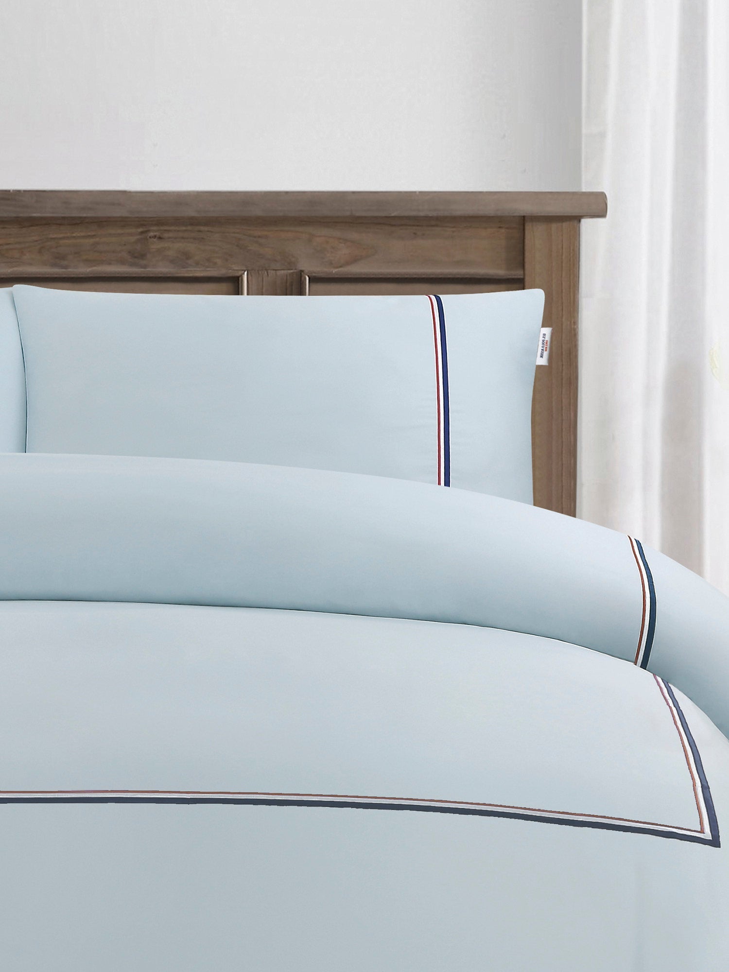 Luxury Cotton Brand Stripe Duvet Set Ballard Blue