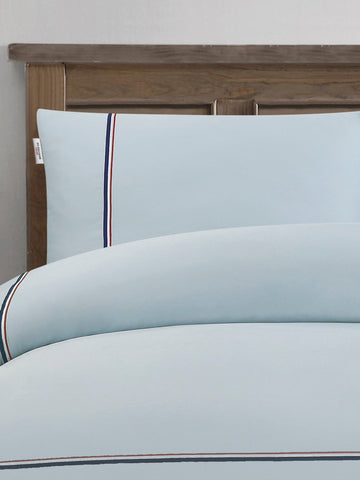 Luxury Cotton Brand Stripe Duvet Set Ballard Blue