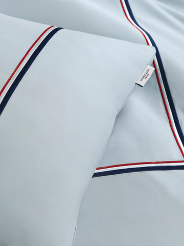 Luxury Cotton Brand Stripe Duvet Set Ballard Blue