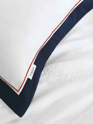 Luxury Cotton Border Duvet Set in Bright White