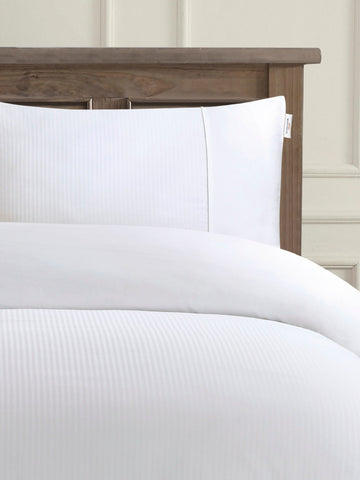 Pure Cotton Dobby Stripe Duvet Set Bright White