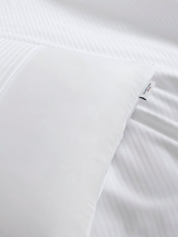 Pure Cotton Dobby Stripe Duvet Set Bright White