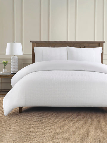Pure Cotton Jacquard Duvet Set Bright White